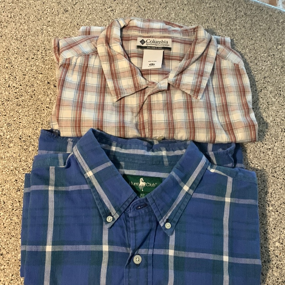 Bundle 2 PCs Hunt Club & Columbia  Short Sleeve Shirt Mens Size XL Tall men